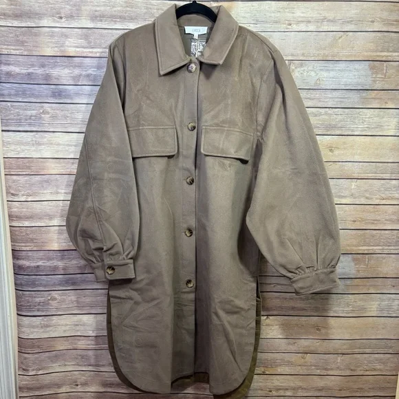 Lucca Couture Tanana Shacket Tan Size Large NWT - Picture 2 of 8